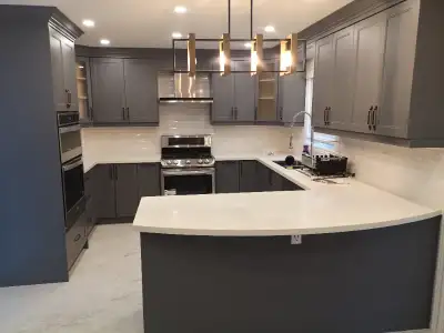 Upgrade Fancy Kitchen with Custom Cabinets & Durable Countertop, View more