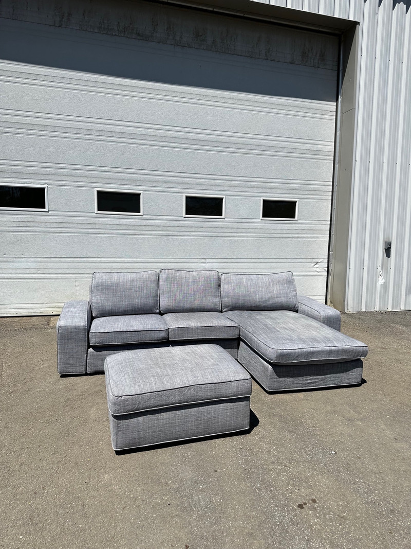 Livraison gratuite. Divan Sectionnel gris avec pouf Sofas et futons