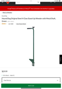 Hound Dog Original Steel 4-Claw Stand-Up Weeder with Metal Shaft