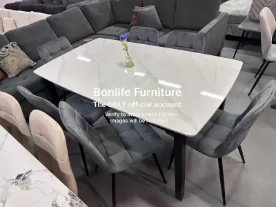 7pc tempered glass dining set stone dining set sale , View more