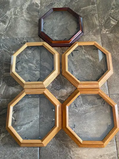 Wooden Octagon plate Holders . Variety of background Color’s