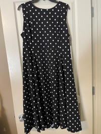Calvin Klein Black Dress with White Polka Dots - Size 16