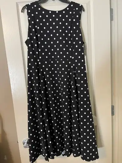 Calvin Klein Black Dress with White Polka Dots - Size 16, View more