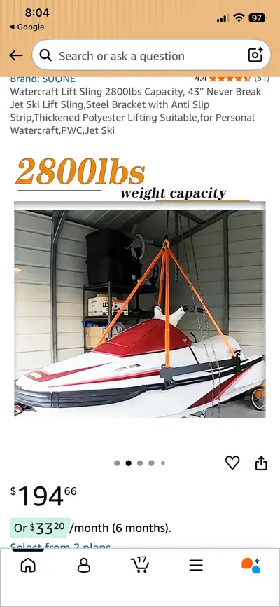 Jet Ski Hoist lifts up to 2,800lbs I am missing the screws which can be seen at the bottom of the 5t...