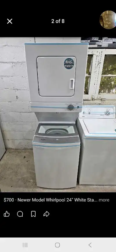 whirlpool 24 w stackable 2 in 1 washer ELECTRIC dryer , View more