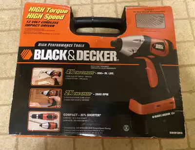 Black & Decker 12 volt cordless impact driver. new. still seale, View more