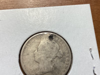 Rare 1800 Canadian Silver 25 cent coin with hole !