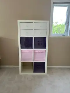 2 White ikea shelves for use in bedroom or hallway, kids room. 59 inch high by 31 inches wide. set g...