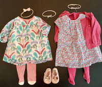 GirlsNewborn (0-6 mth) clothes/accessories - like new (9 pieces)