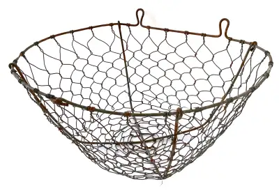 Antiquité Très ancien panier mural en fil de fer France, View more