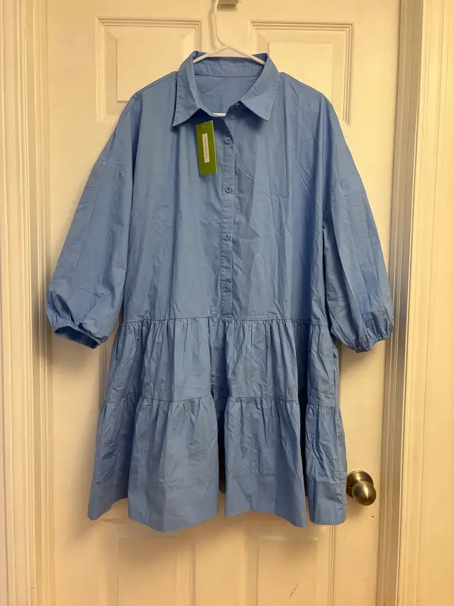 New Summer Mini Dress Puff Sleeve , Button Down Shirt Dress in Women's - Dresses & Skirts in Kitchener / Waterloo - Image 9