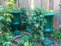 Gorgeous 24" Fluted CAST IRON URNS / PLANTERS - Free Delivery !