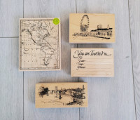 Wood Mounted Rubber Stamps - 4 Large Wooden Stamps