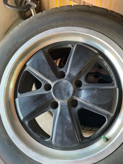 Price reduced to $650 from $1000 Set of 4 Goodrich tires mounted and balanced on black aluminum afte...