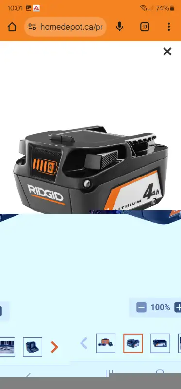2 RIDGID 18V Lithium-Ion 4.0 Ah Batteries  W Charger & Bag Kit in Power Tools in Windsor Region - Image 4