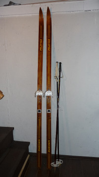 Vintage wooden cross country skis