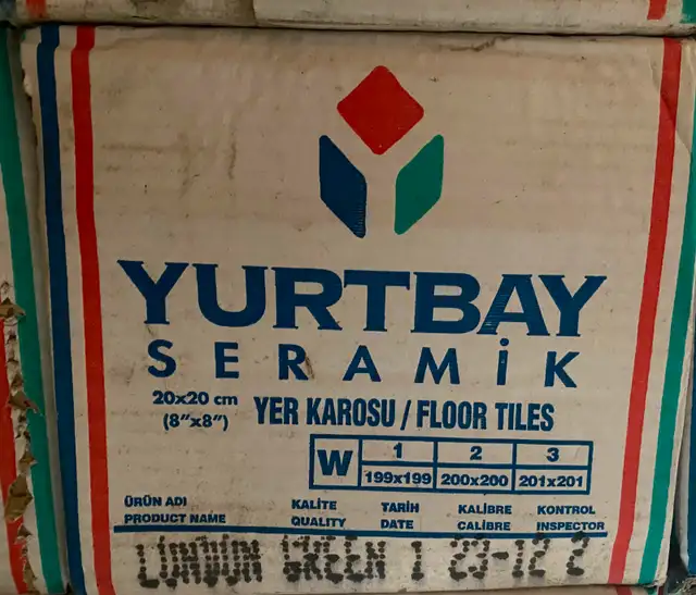 Yurtbay Ceramic Tile -8x8in-30Boxs(25PrBx)Black&Green-70$orB.O.63362357849985121