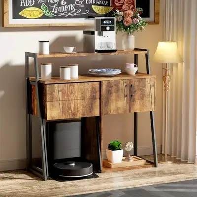 New Eclife Rustic Wood Buffet Cabinet With Multi-Storage, View more