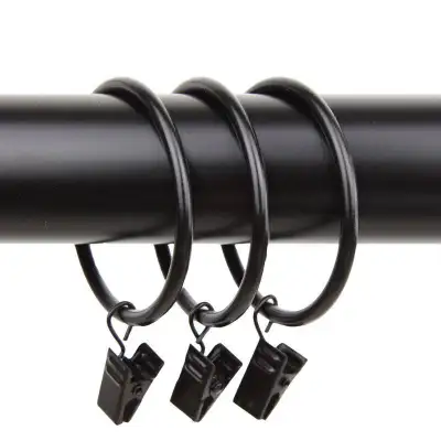 CLIP DRAPERY RINGS 1  1/2" BLACK  And 1  1/4"  Silver/Grey, View more