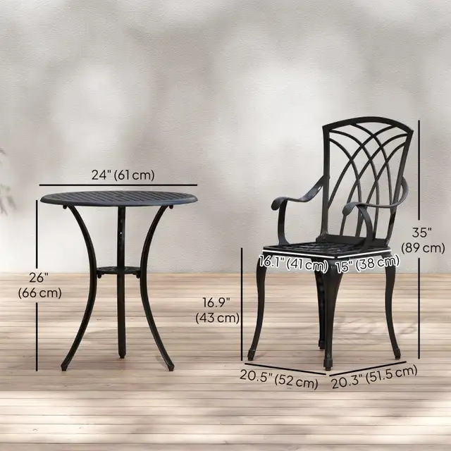 3 Pieces Patio Bistro Set, Cast Aluminum Outdoor Conversation  in Patio & Garden Furniture in Markham / York Region - Image 3