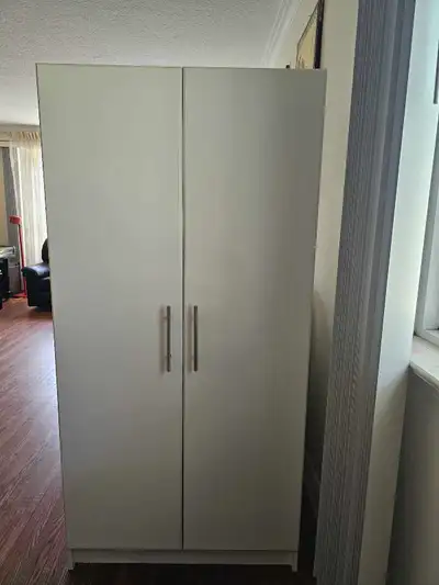 White Two-Door Wardrobe (Great Condition) , View more