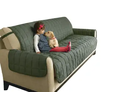 Sure Fit Soft Suede Waterproof Sofa Cover-Cream, New in bag. PL465 An easy, affordable way to protec...