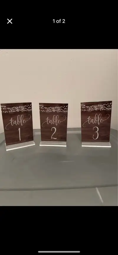 Table numbers 1-25. Used once for wedding and only numbers 1-18 were used. Includes clear stands for...
