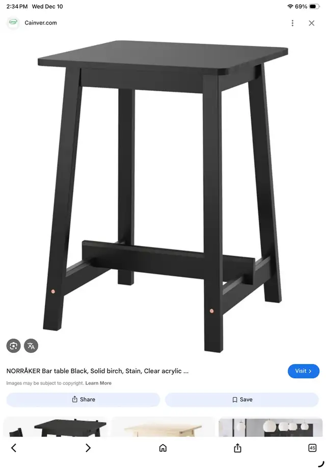 Norraker IKEA Birch Bar table and Henriksdal leather chairs in Dining Tables & Sets in Lethbridge - Image 2