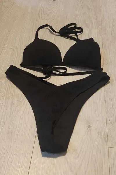 Black Ribbed Bikini (Size Large), View more