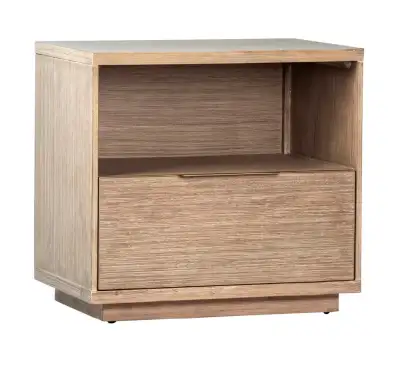 Short Description: MODERN CASUAL STORAGE NIGHT STAND MADE FROM SOLID ACACIA WOOD FINISHED IN A LIGHT...