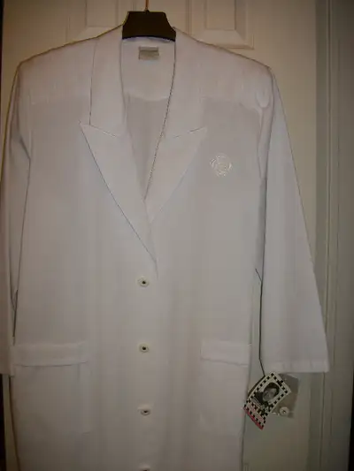 New, Simon Chan knee length fashionable medical lab coat. New, still labels attached. Very polished...