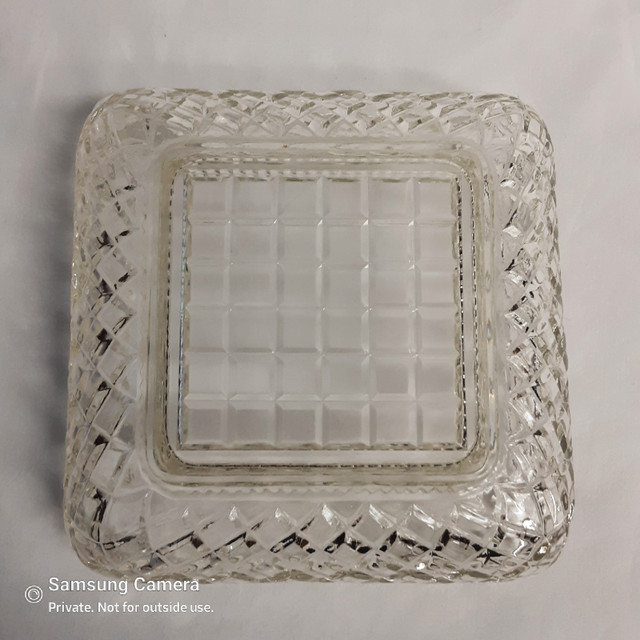 Antique Deep Diamond Cut Glass, Checkers Glass trinket dish in Arts & Collectibles in Calgary - Image 3