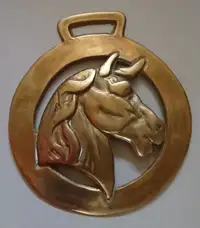 Vintage Large Brass Horse Medallion Brass for Leather Strap
