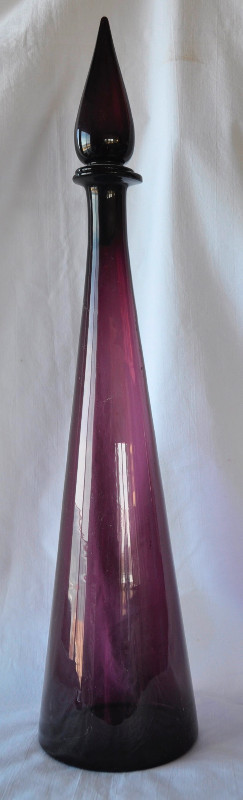 Vintage Purple Empoli Glass Genie Bottle with Stopper26" in Home Décor & Accents in New Glasgow