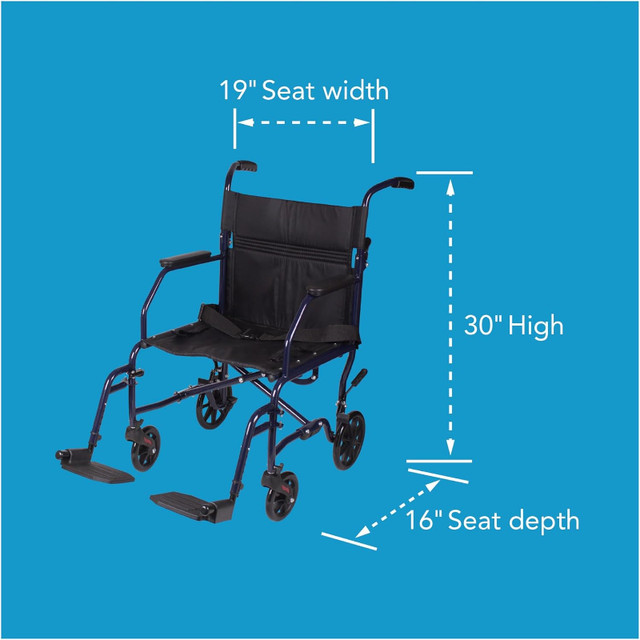 New Carex Transport Wheel Chair Large 19" seat Light in Health & Special Needs in Markham / York Region - Image 3