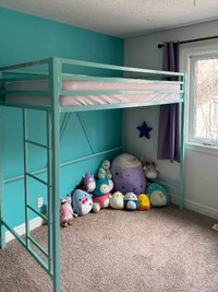 Twin Metal Loft Bed, Teal