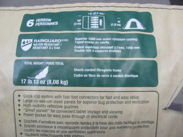 New Price **Tent - Woods 6-Person Camping Dome Tent with Awning, in Fishing, Camping & Outdoors in Gatineau - Image 3