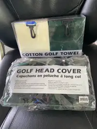 Golf club covers and towels. 
