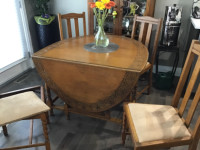 Antique Drop Leaf Table with 4 Chairs