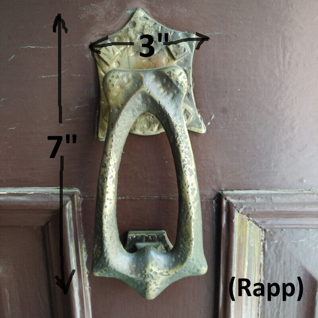 Vintage Door Handle & Knocker - Aged Hammered Brass, Mid-Century in Arts & Collectibles in Markham / York Region - Image 3