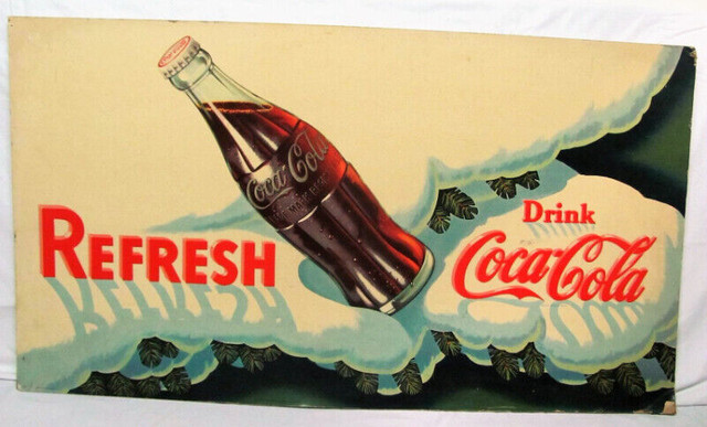 1950's Vintage Coca Cola Double Sided Advertising Cardboard Coke in Arts & Collectibles in Markham / York Region - Image 2