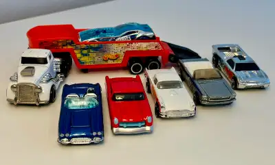 Lot of (7): Hot Wheels Muscle Cars & Semi Truck Car Hauler., View more