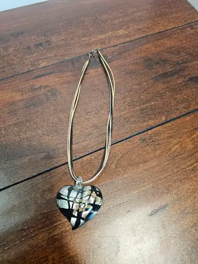 Handcrafted Glass Heart Pendant Necklace Multicolor, View more
