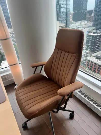 Brown faux suede Ergonomic Swivel Computer Office Desk Chair, View more