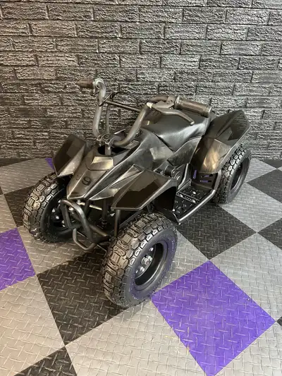 Turn key ready to ride kids electric quad. Top speed of roughly 20-25kmph. Rubber tires and metal fr...