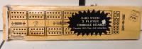 Vintage CRIBBAGE BOARD Hardwood with STORAGE Box Instructions