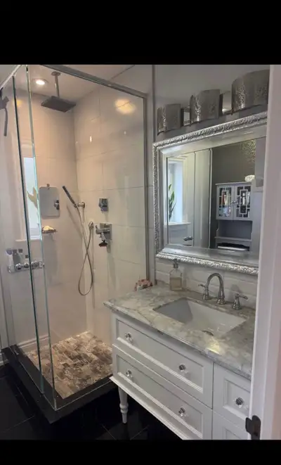 Bathroom Vanity with Natural Stone Countertop & Undermount Sink, View more