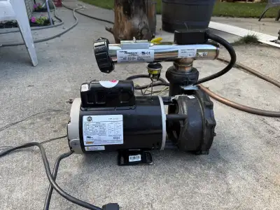 Hot tub motor with heater assembly , View more