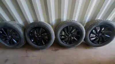 4 winter tires on Hyandai rims selling for 600 obo. Size 225/60r16. Still good tread on them.