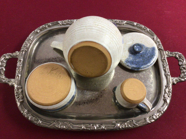 Tea Coffee Pottery Set and Silver Tray in Kitchen & Dining Wares in Kingston - Image 2